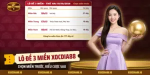 Lô đề 3 miền Xocdia88 với bảng giờ quay và đài quay của miền Bắc, miền Trung, miền Nam